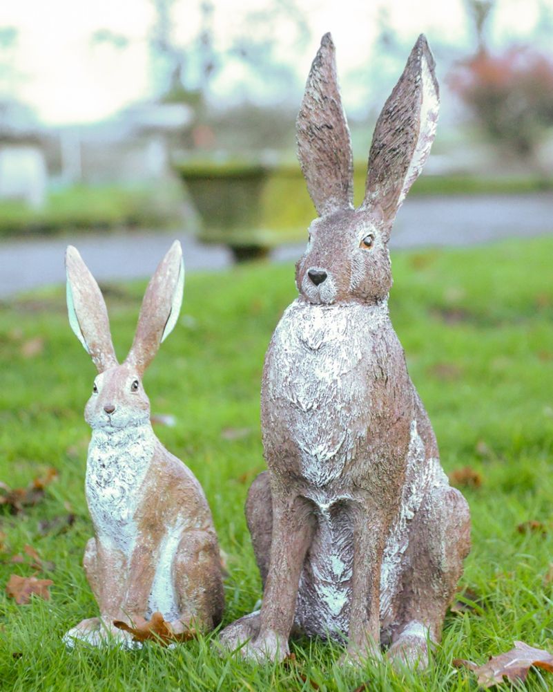 Resin 'Swift' The Rabbit Garden Sculpture Pair