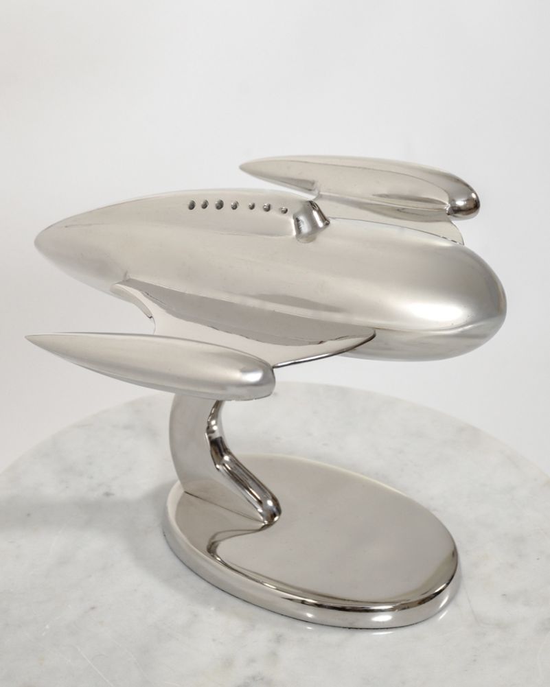 'Retro Rocket Ship' Nickel Plated Home Ornament