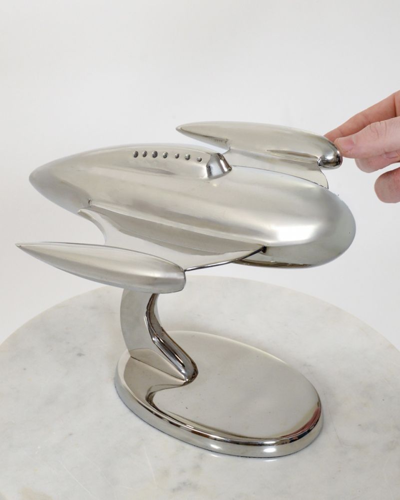 'Retro Rocket Ship' Nickel Plated Home Ornament Scale