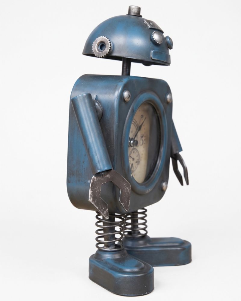 Retro standing blue metal clock table