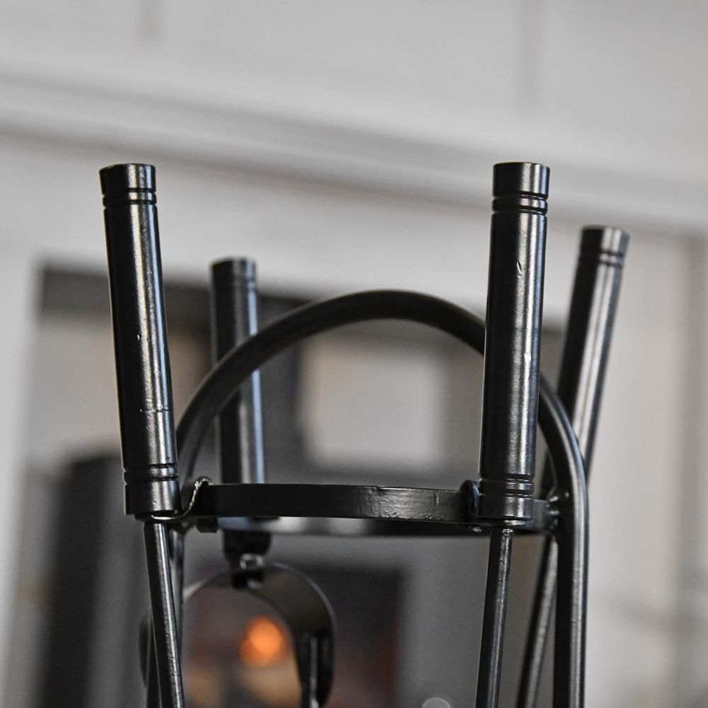 Close-up of the Handles on the Round Black Companion Set