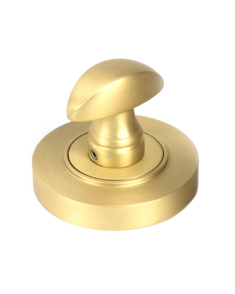 Round Satin Brass Bathroom Thumb Lock Set Turn