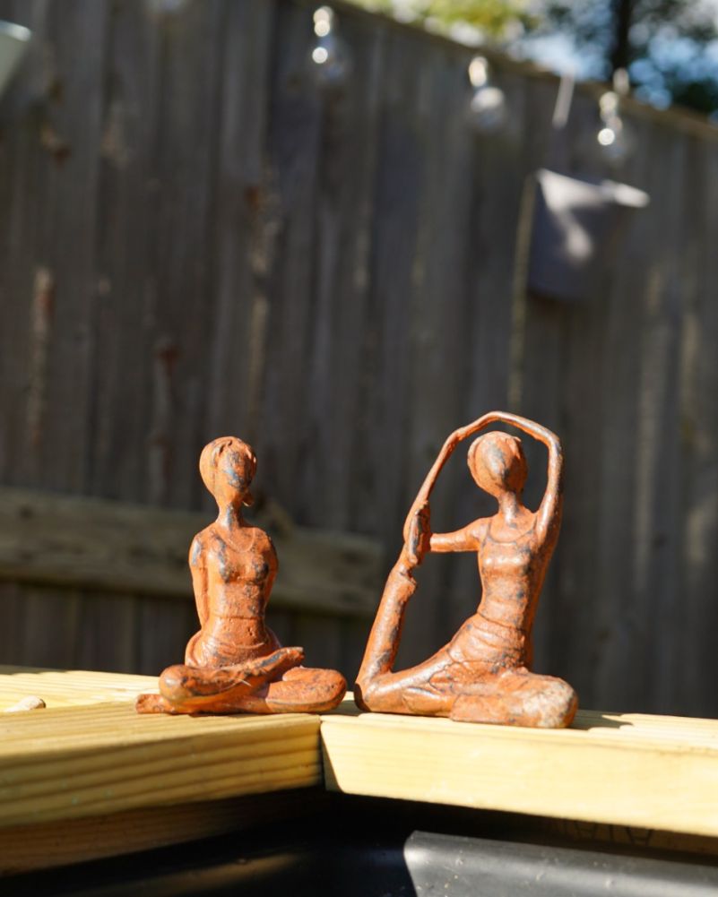 Rustic Cast Aluminium 'Meditation & Yoga' Garden Sculptures