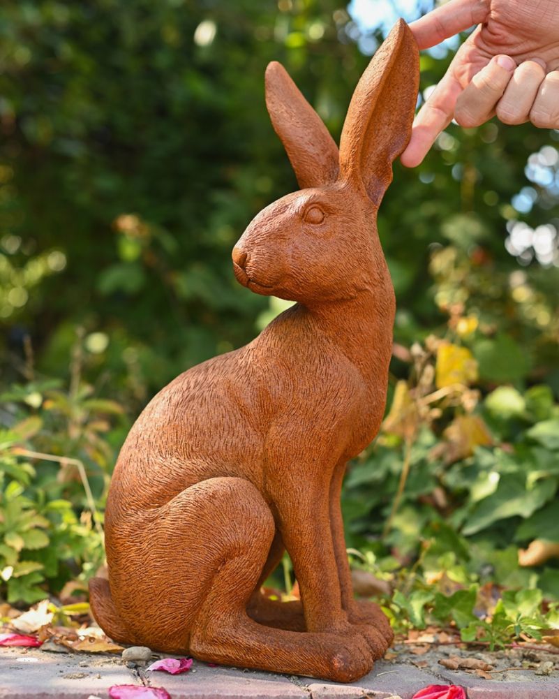 Scale Of The Rustic Cast Iron Sitting Rabbit Garden Sculpture