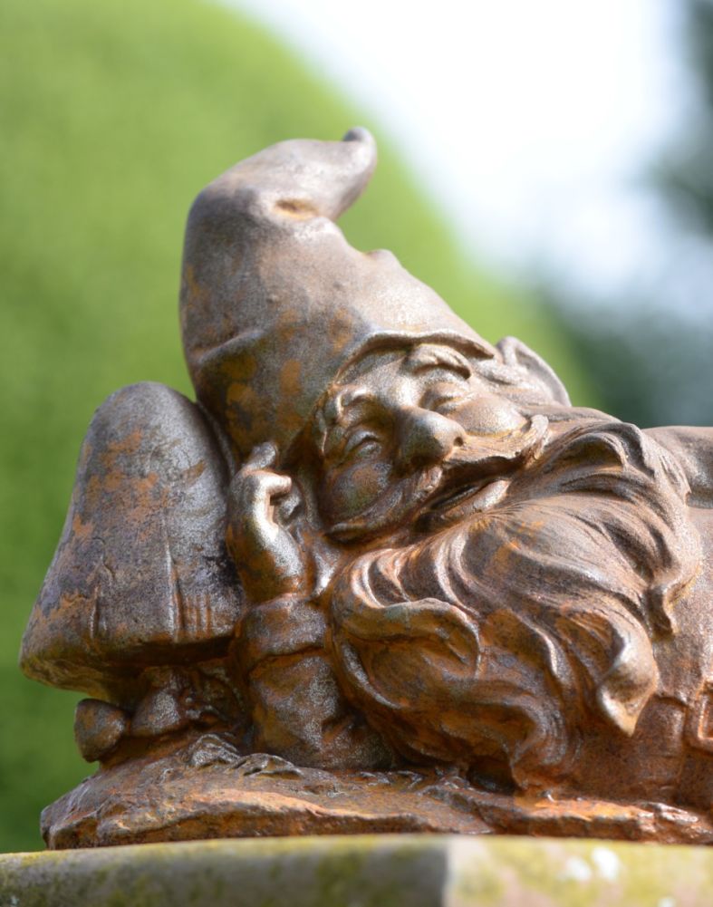 Rustic Cast Iron 'Lazy Gnome' Garden Sculpture Face