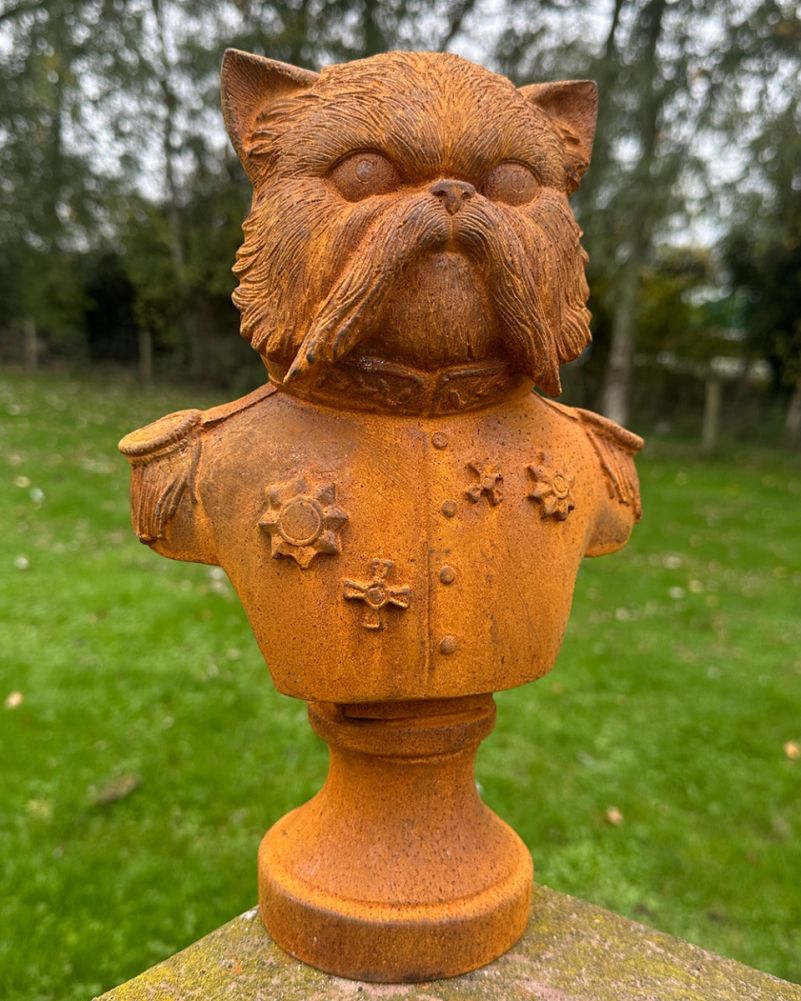 Rustic Cast Iron 'Sergeant Whiskers' Garden Sculpture