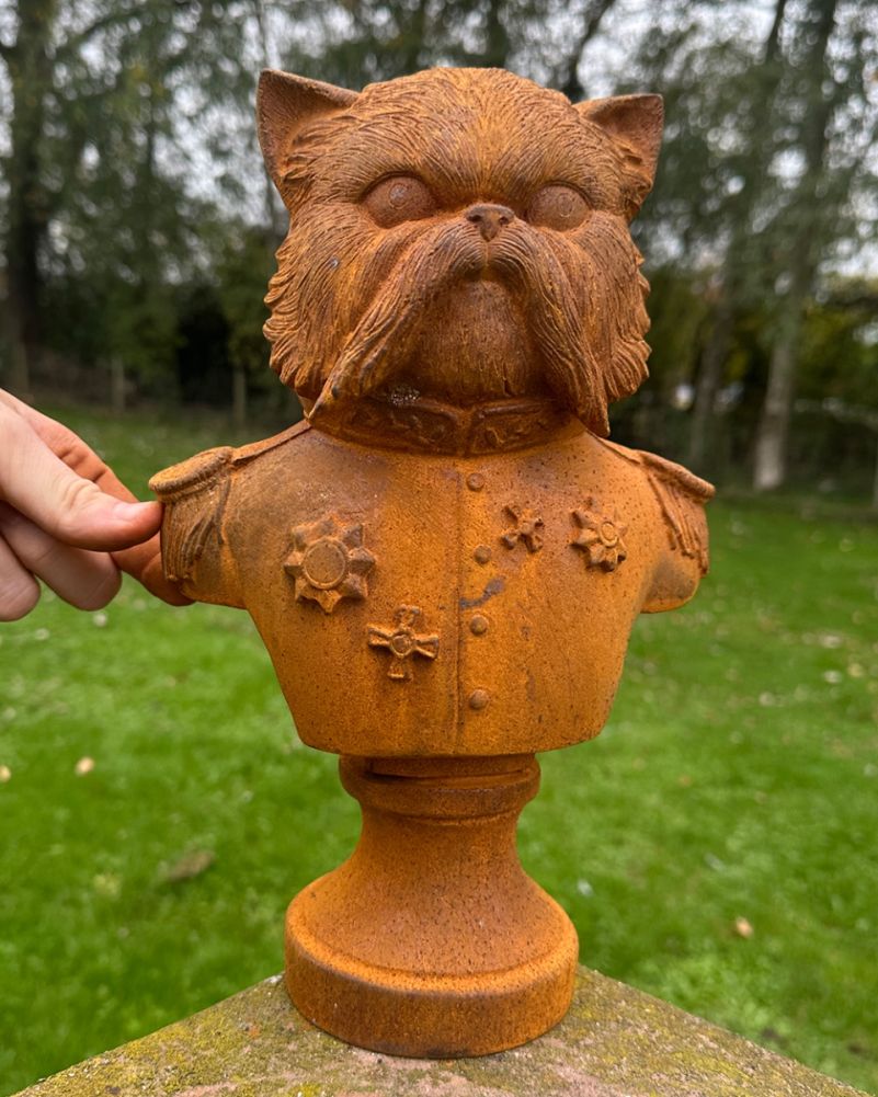 Rustic Cast Iron 'Sergeant Whiskers' Garden Sculpture Scale