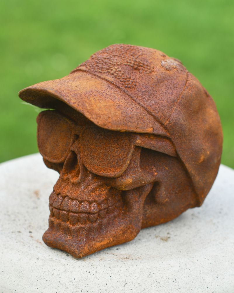 Details On The Behind The Shades Cast Iron Skull Sculpture