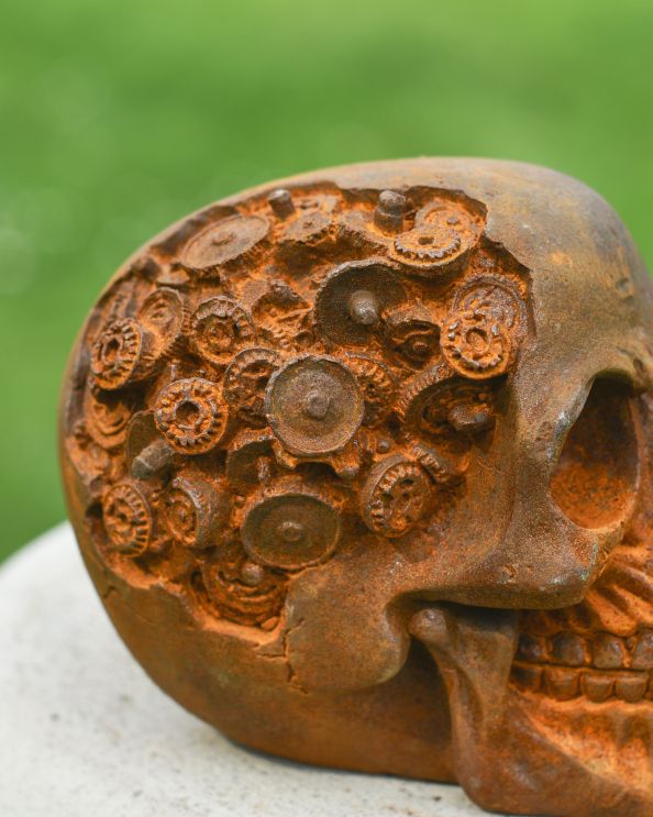 Close Up Of The Rustic Cast Iron Skull