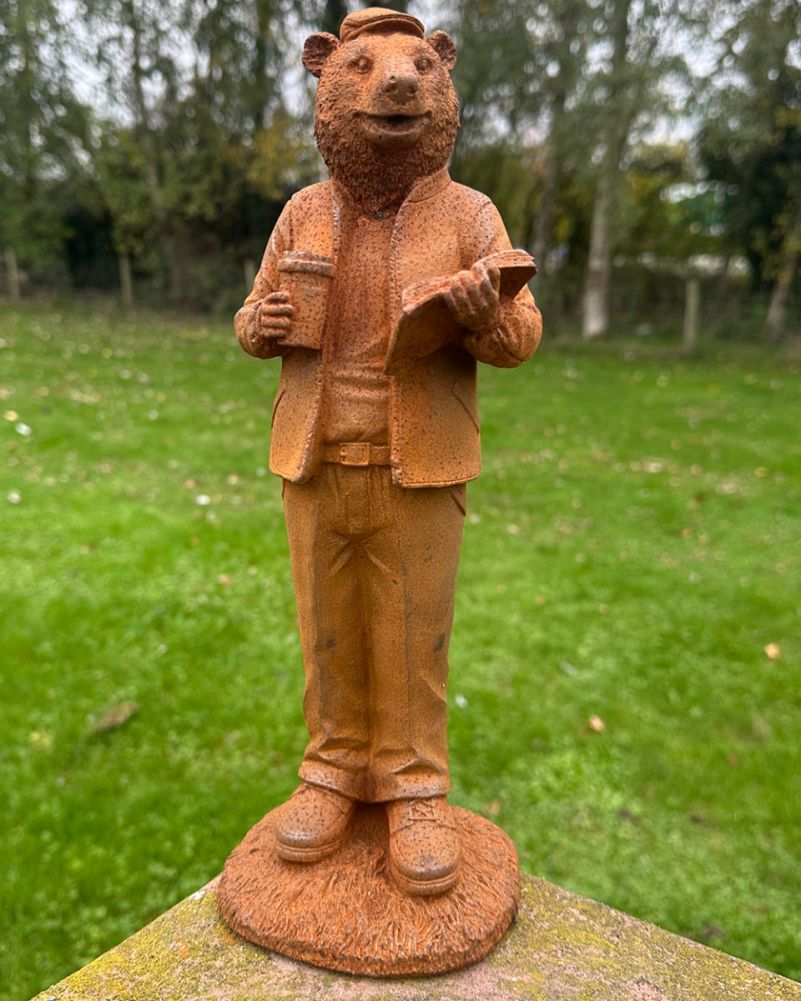 Rustic Cast Iron The Wise Bear Garden Sculpture