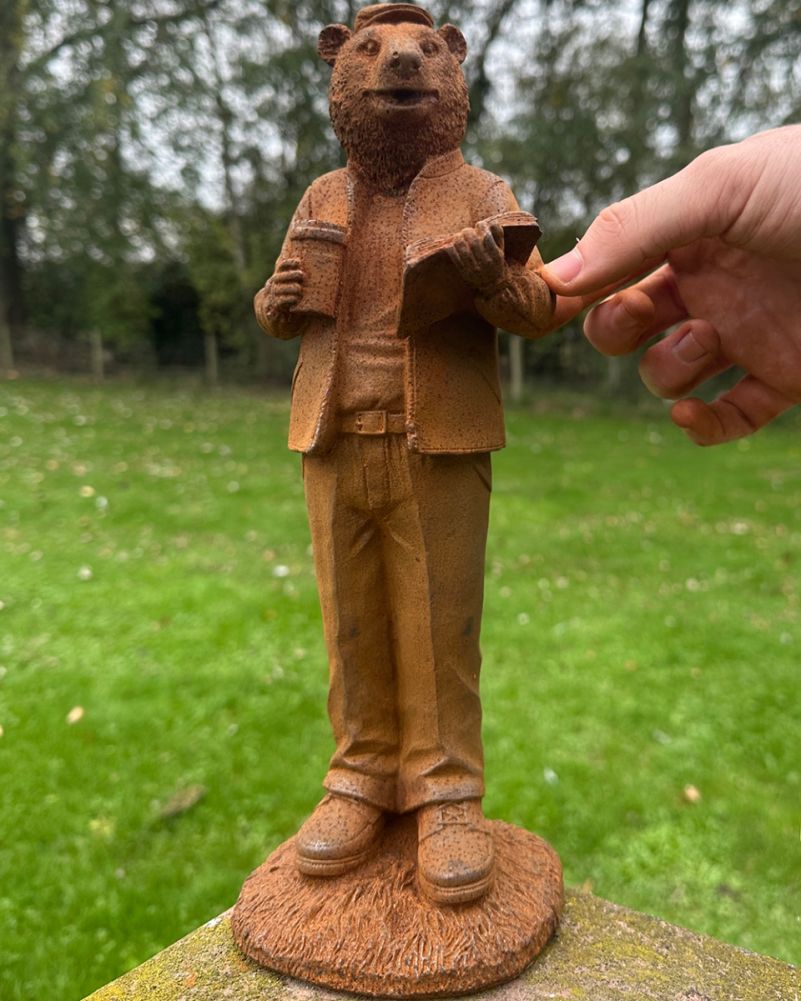 Rustic Cast Iron The Wise Bear Garden Sculpture Scale