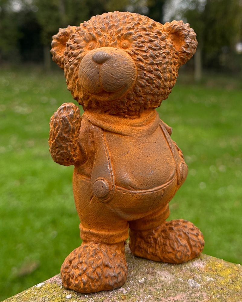 Rustic Cast Iron Unbearably Cute Garden Sculpture Man