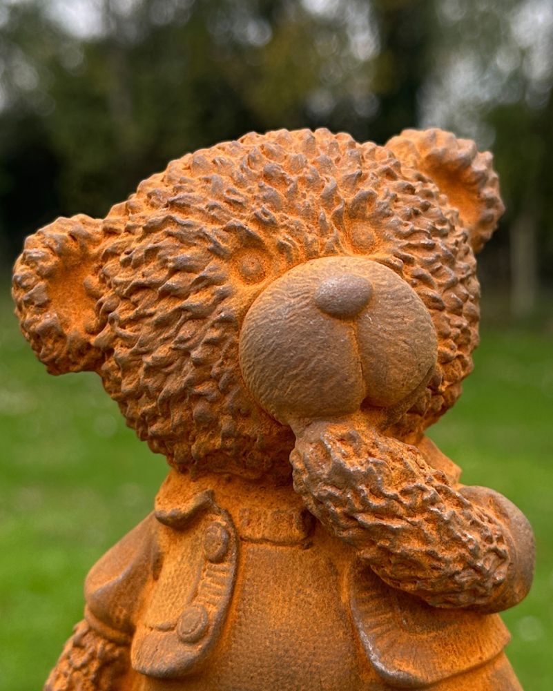 Rustic Cast Iron Unbearably Cute Garden Sculpture - Girl Close Up