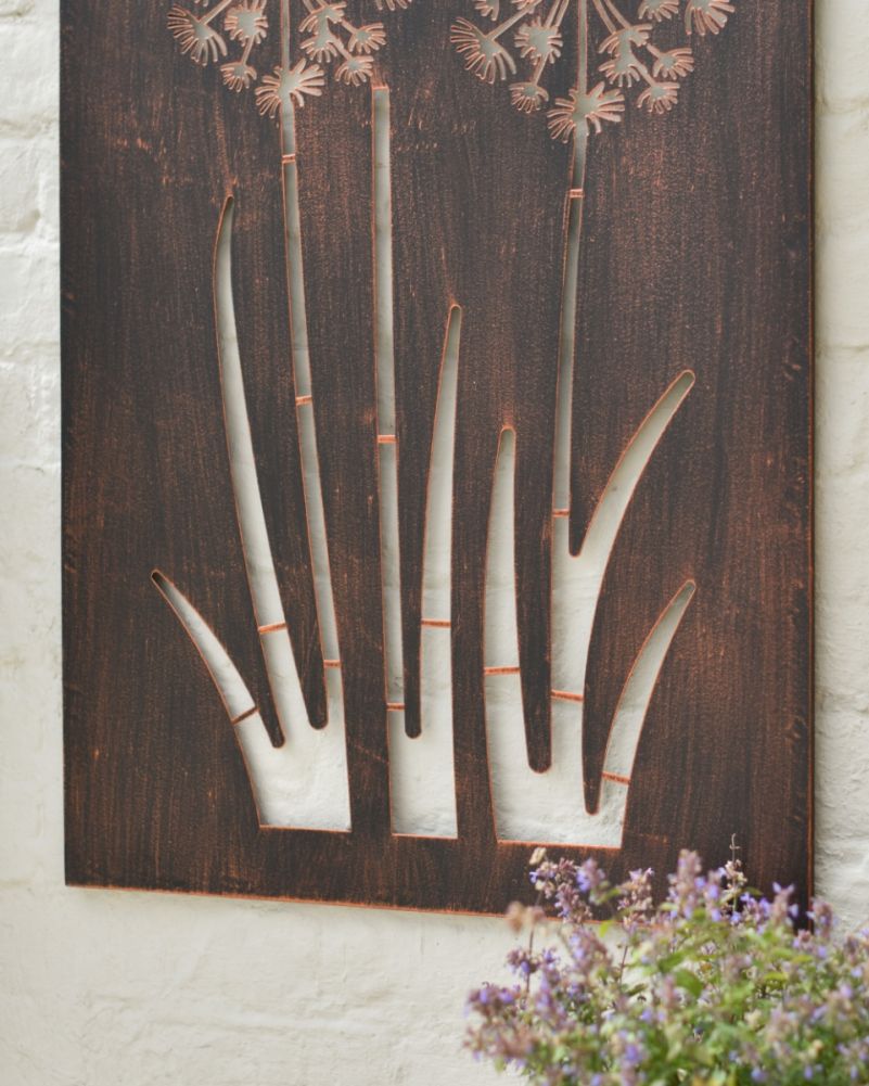 Copper Dandelion Garden Wall Screen Base