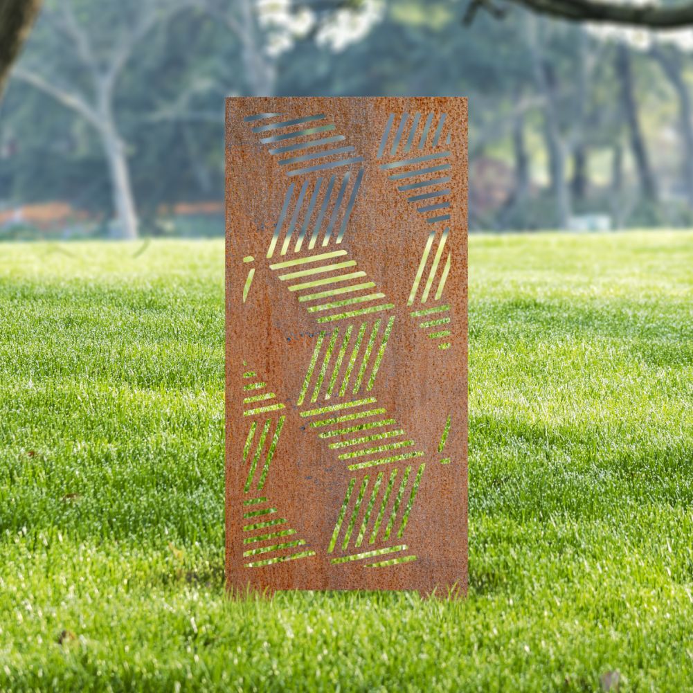 Rustic Geometric 3D Square Pattern Garden Screen