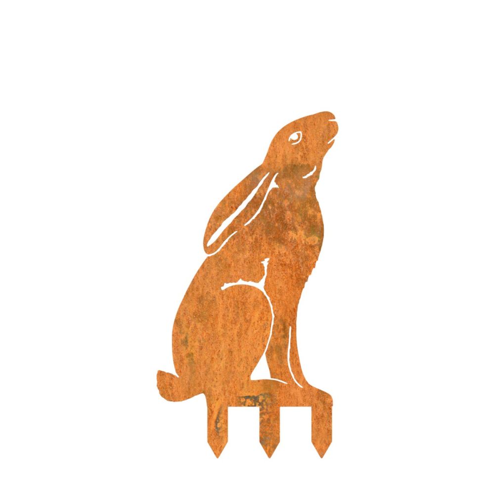 Rustic Moon-Gazing Hare Sheet Steel Silhouette with Spikes