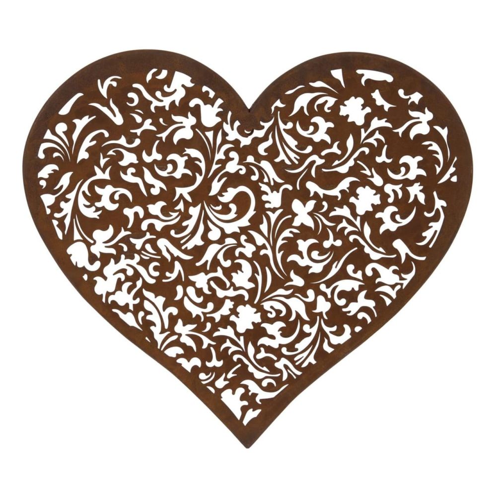 Scroll Pattern Heart Wall Art in a Rustic Finish