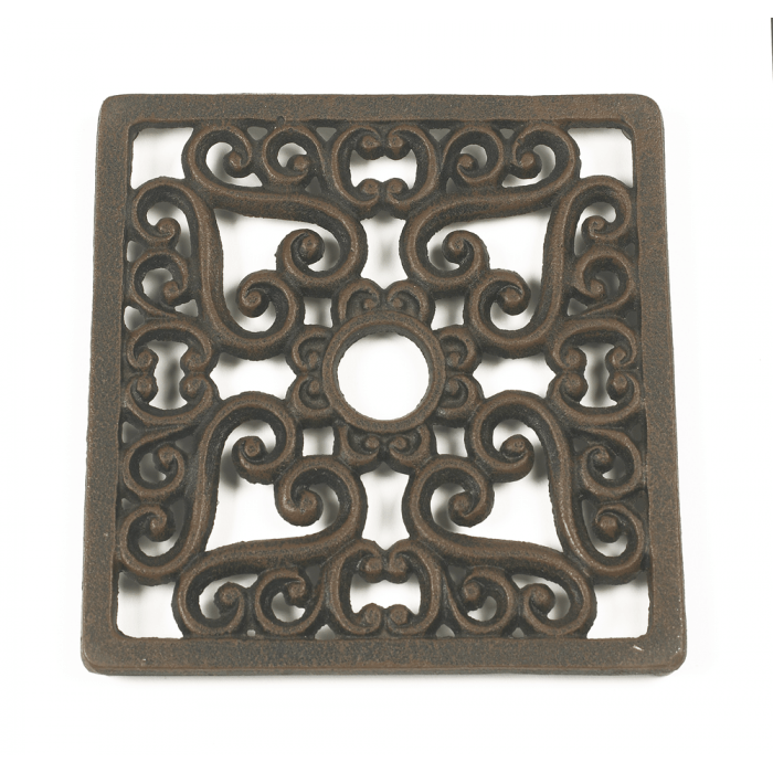 Heavy Duty Cast Iron Square Trivet - Rustic Finish