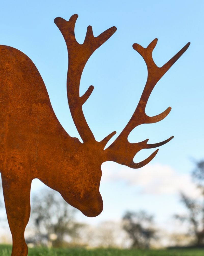Rustic Stag Garden Silhouette - 24cm Head close up