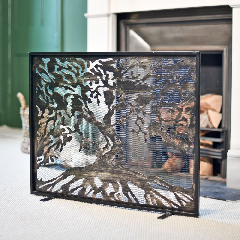 Tree of Life Single Pane Fire Screen Side On
