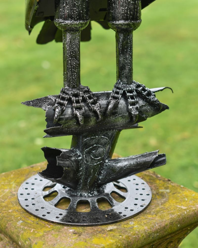 Saki The Black Fuel Tank Vulture Recycled Metal Sculpture Base