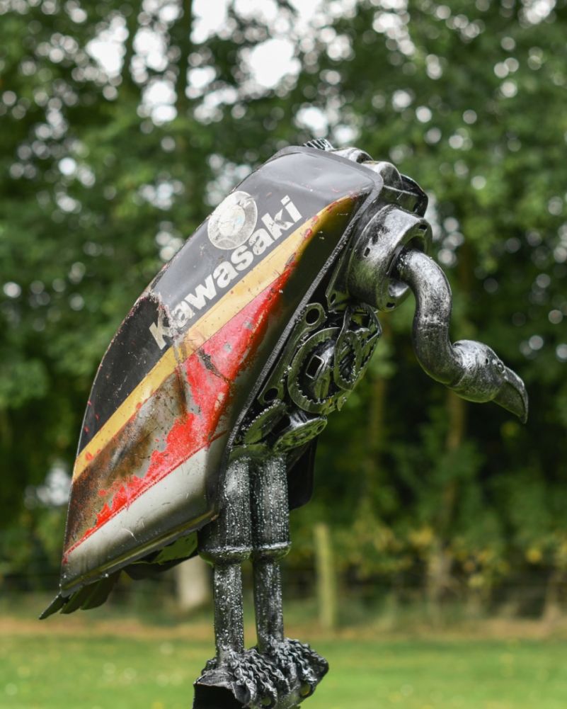 Saki The Black Fuel Tank Vulture Recycled Metal Sculpture 