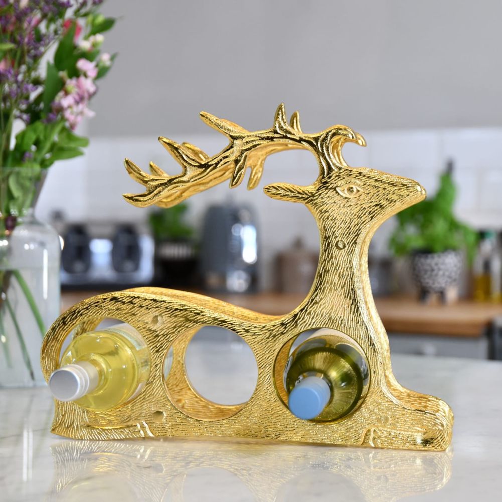 Gold 'Laying Stag' Wine Rack