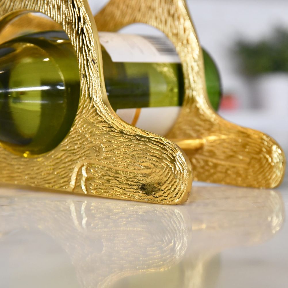 Gold 'Laying Stag' Wine Rack Front Detail