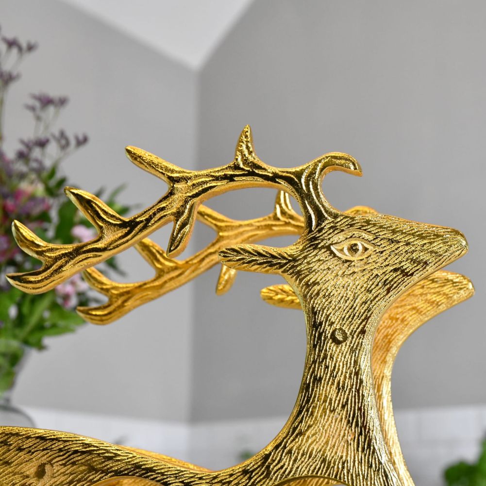 Gold 'Laying Stag' Wine Rack Head Detail