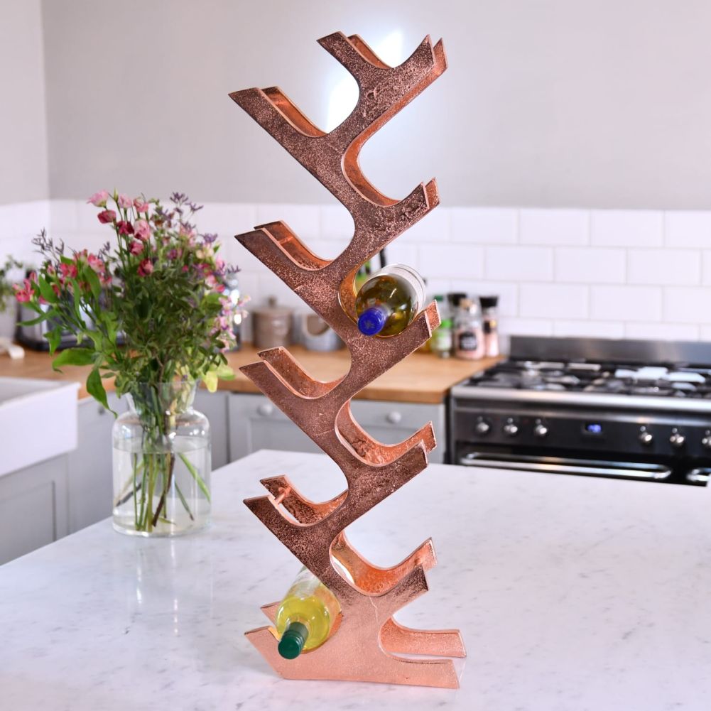 Copper 'Art Deco' 11 Bottle Wine Rack