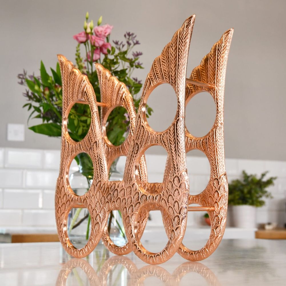 Copper 'Angel Wings' Wine Rack Side View
