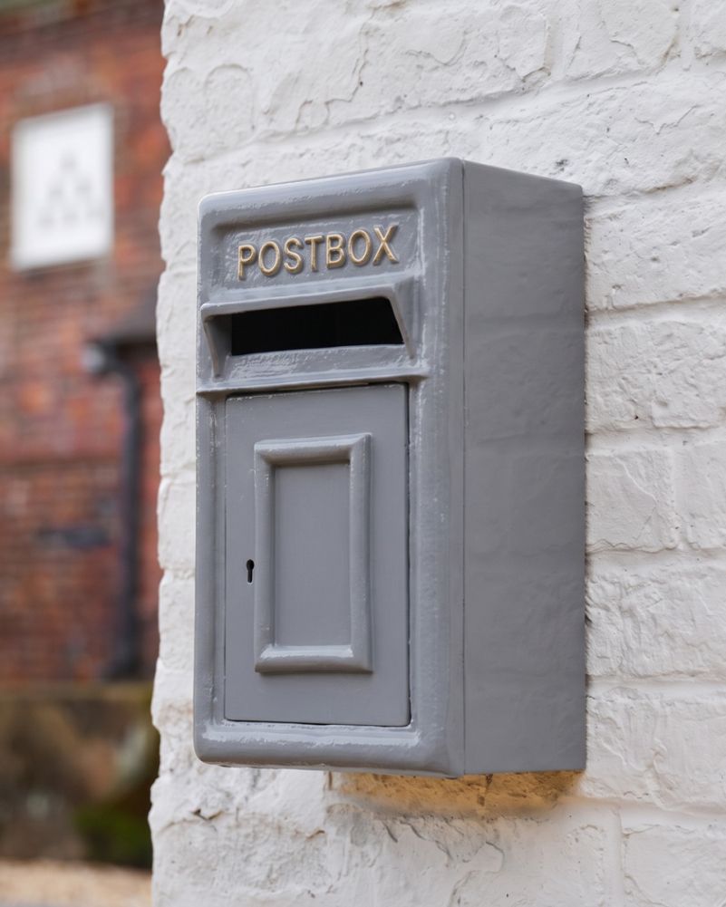 Grey and Gold Traditional Wall Mounted Post Box Digital Illustration