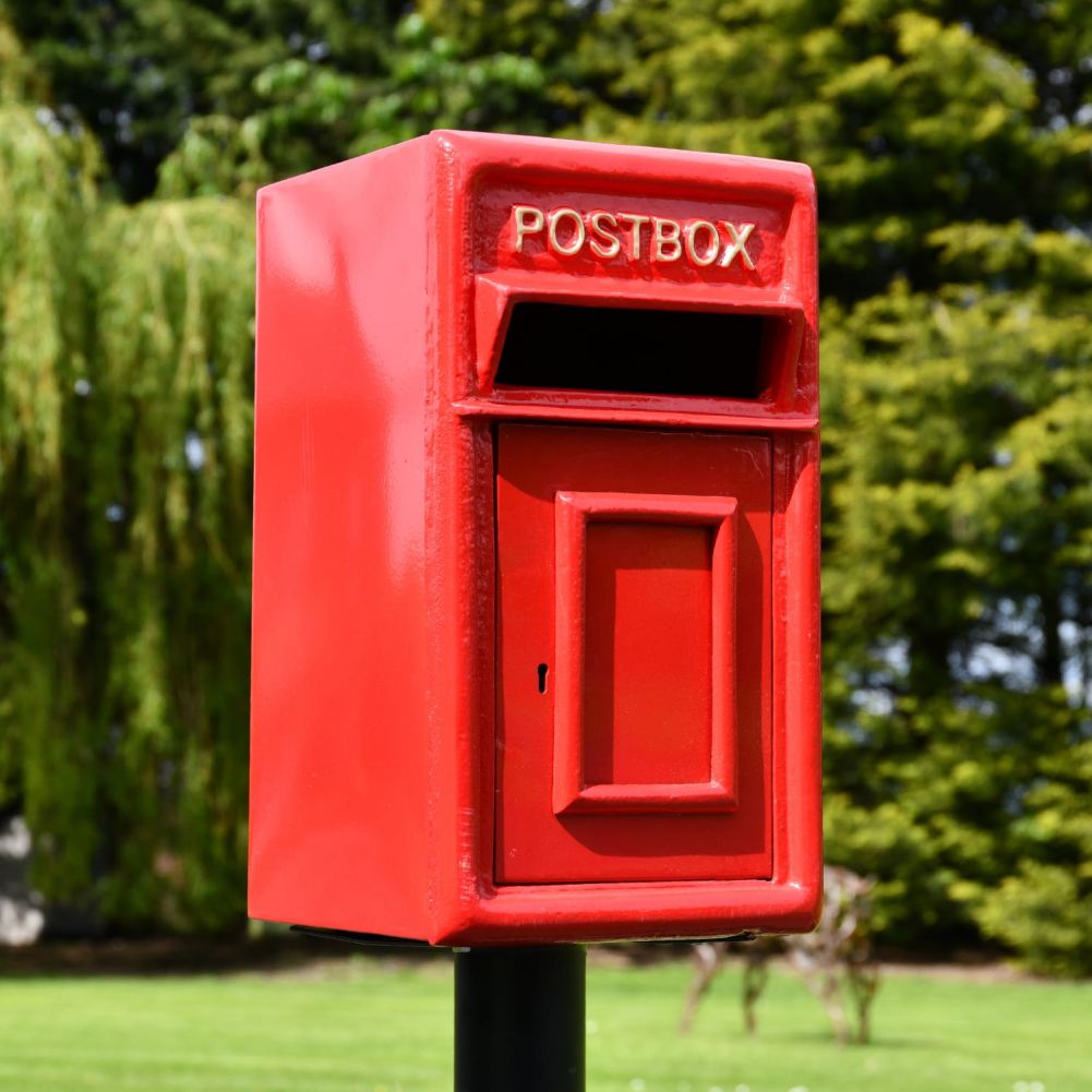 Red and Gold Traditional Iron Post Box