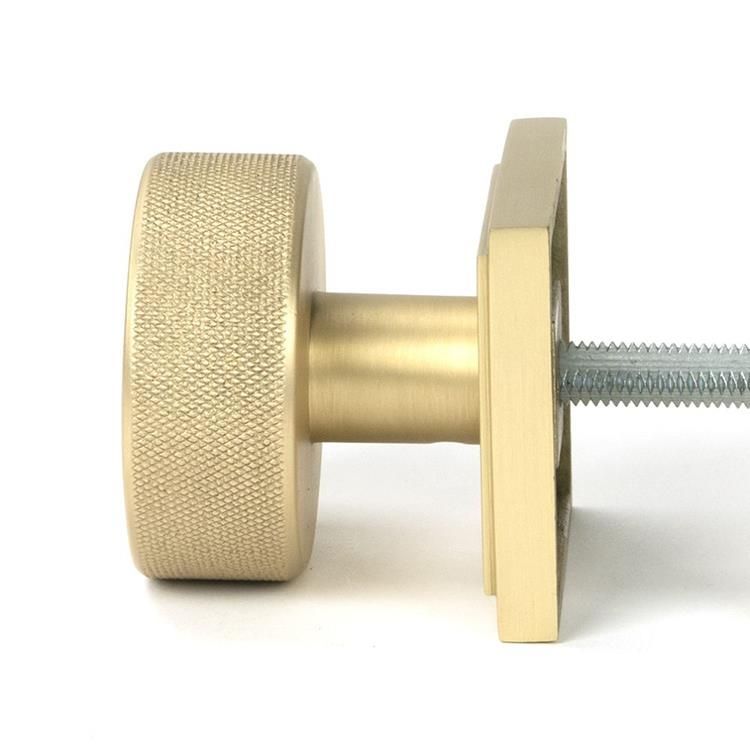Satin Brass Square Mortice Rim Door Knob With Fixing