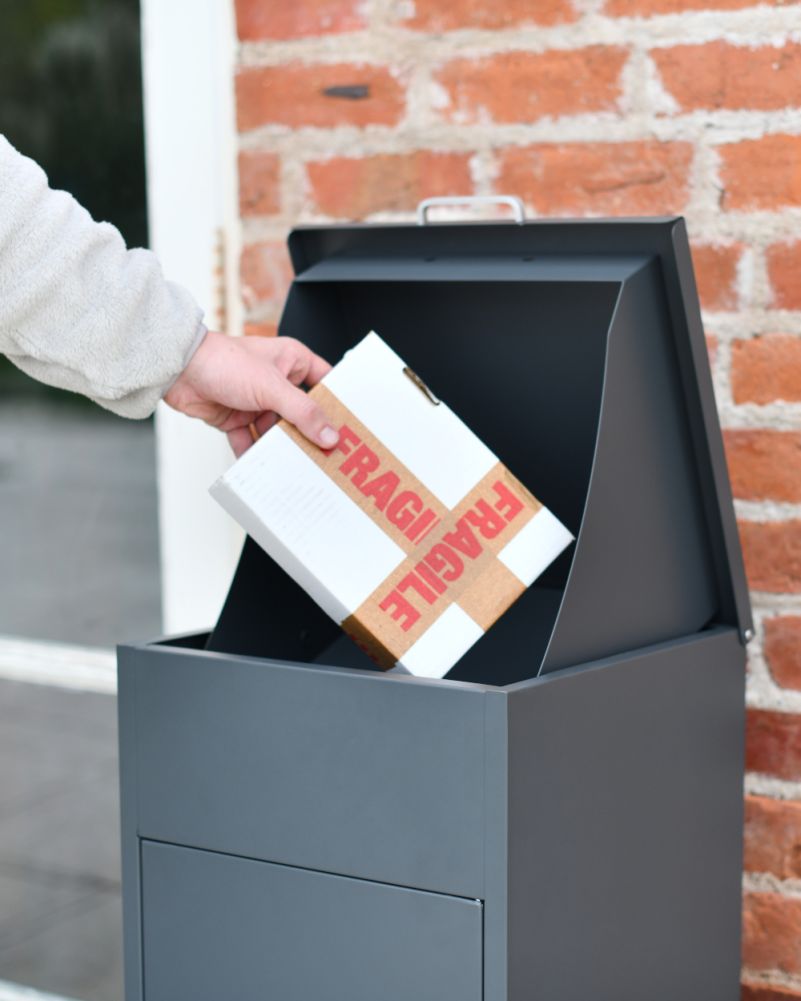 Scale Of The Top Door On The Contemporary Grey 'Atlow' Parcel Box
