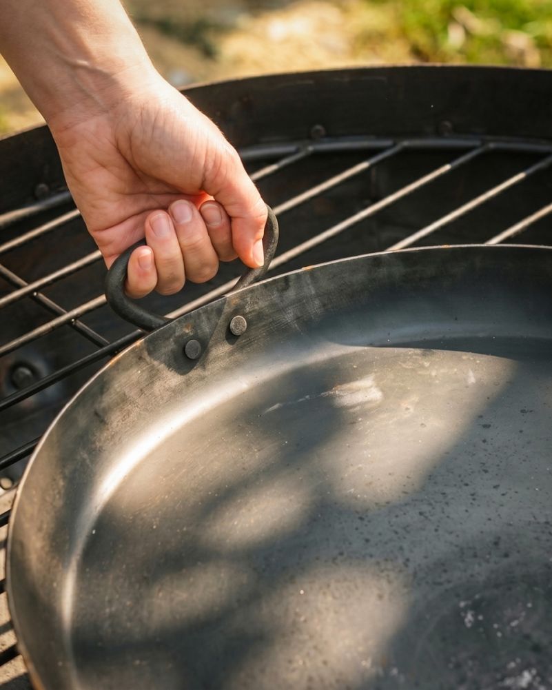 Iron Paella Pan Close Up Of The Handle Digital Illustration