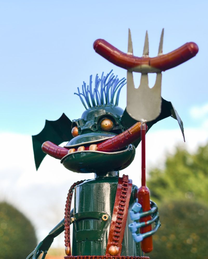 Close Up Of Scrap Metal Hungry Monster Sculpture
