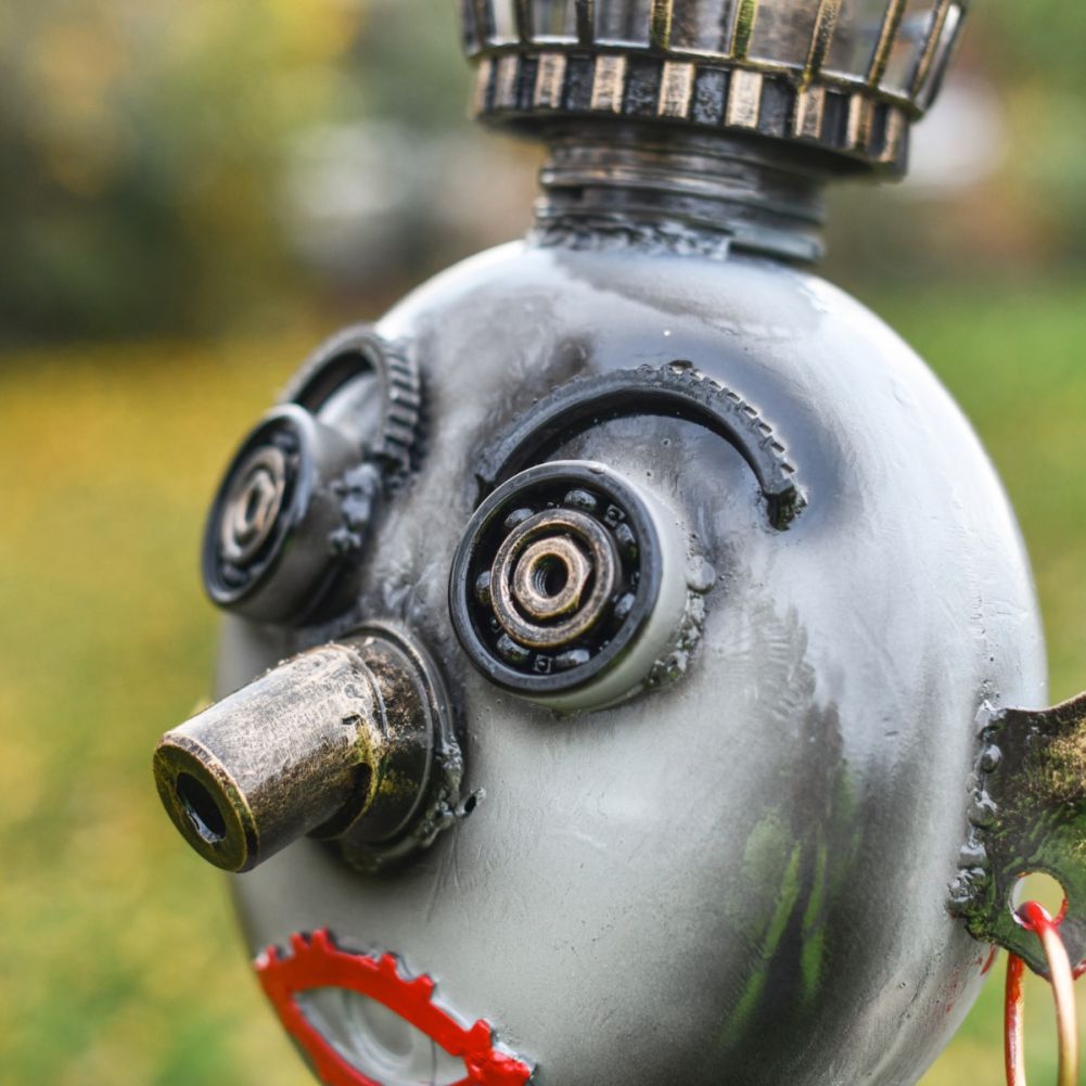 Close Up Of Scrap Metal Robo-Steampunk Sculpture Eyes