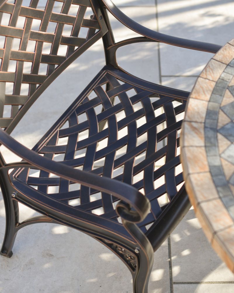 Traditional Mosaic & Copper Ornate Four Chair Garden Bistro Set Seat