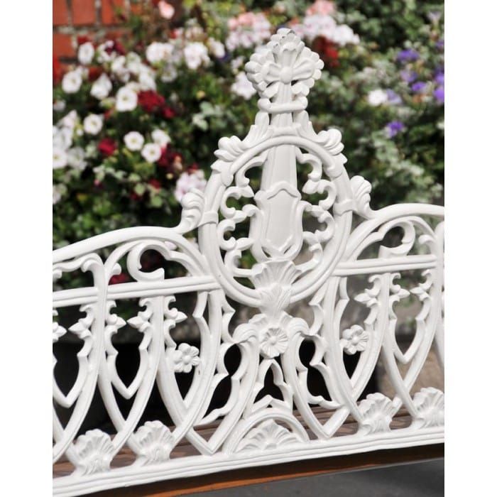 Abbey House 2 Seater Cast Iron Garden Bench - Close Up of Back