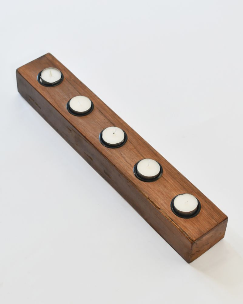 Above Th Set Of Two Recycled Wood Tealight Holder