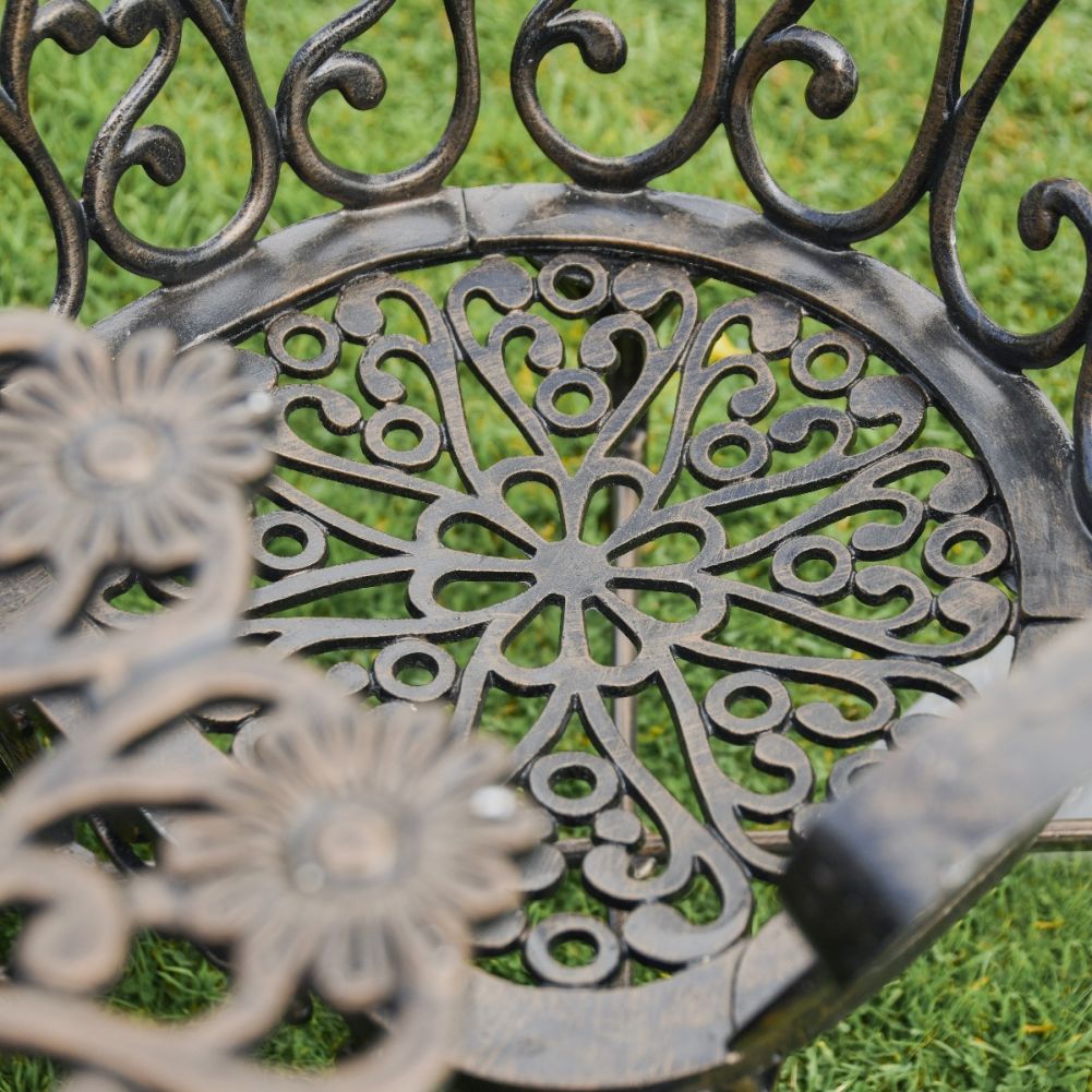 Close up of Heart and Floral Detailing on Chair 
