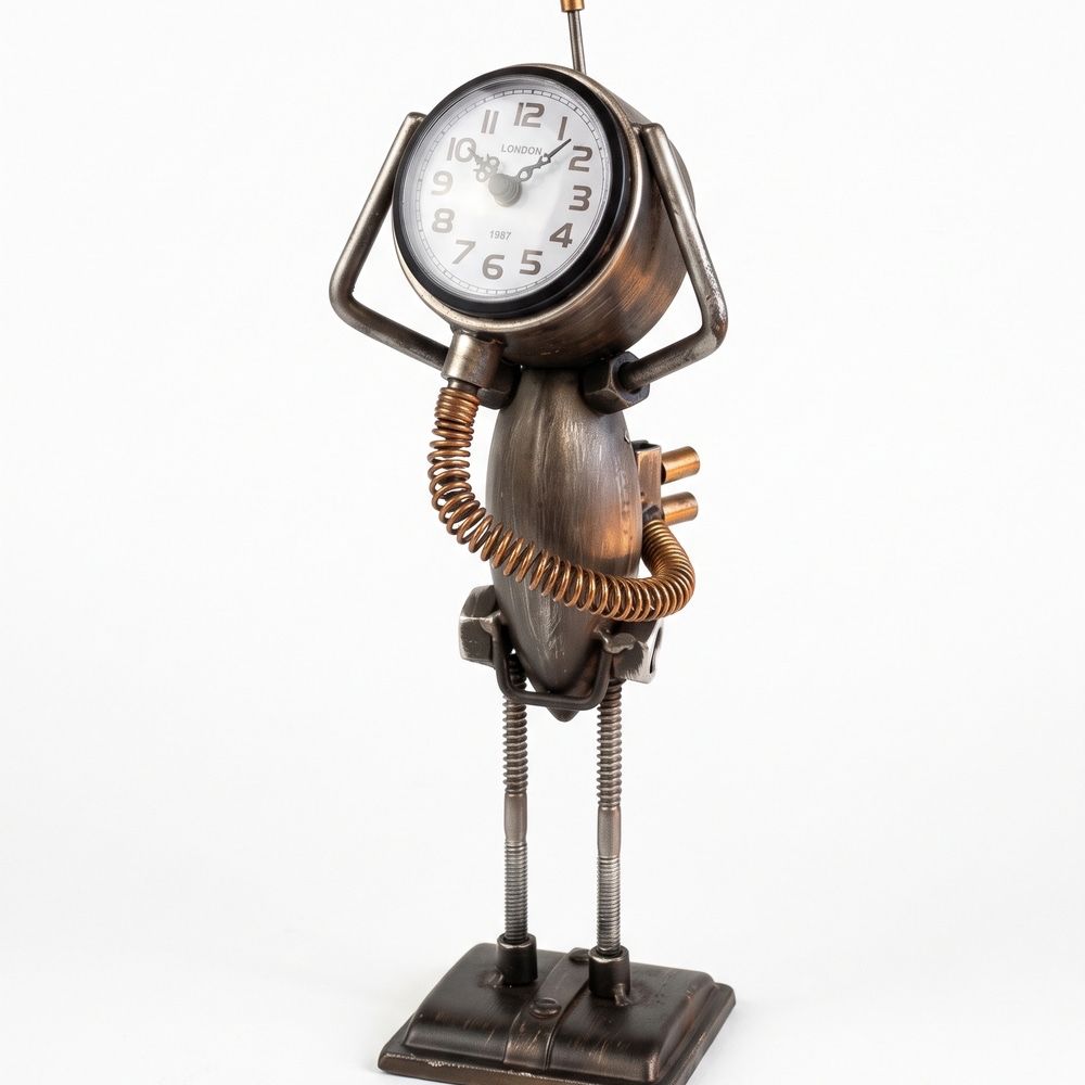 Shocked spaceman clock made from metal
