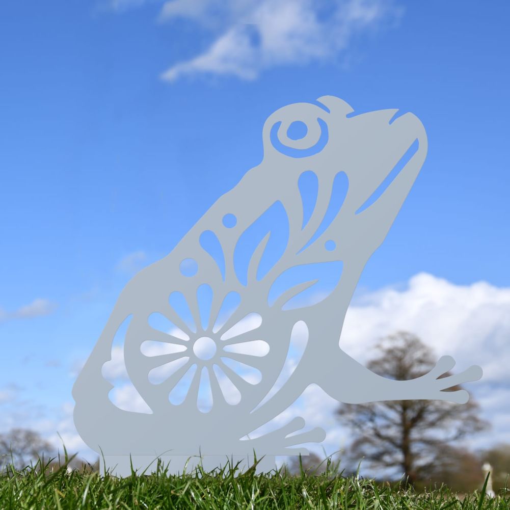 Silver Floral Frog Iron Silhouette