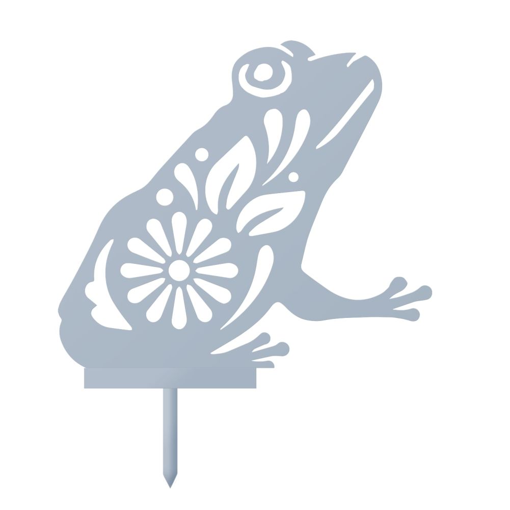 Silver Floral Frog Iron Silhouette On a White Background
