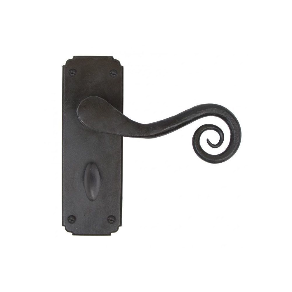 Simplistic Beeswax Monkey tail Door Handle & Lock Bathroom Set