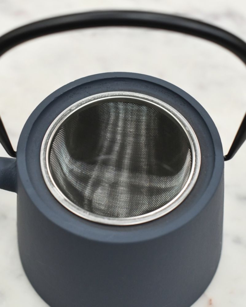 Strainer On The Simplistic Chiba Cast Iron Japanese Grey Teapot