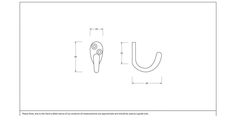Simplistic Satin Chrome Single Pronged Coat Hook Dimensions