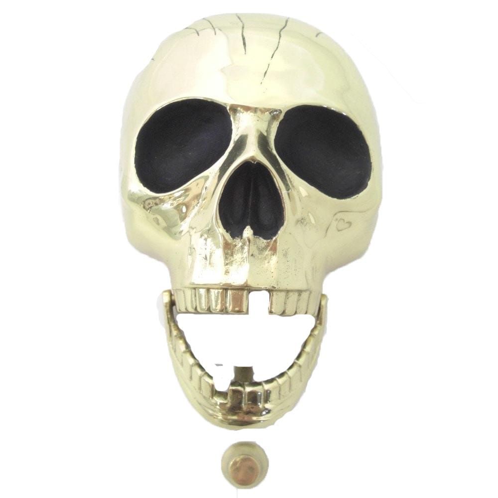 Deluxe Skull Door Knocker in Polished Brass