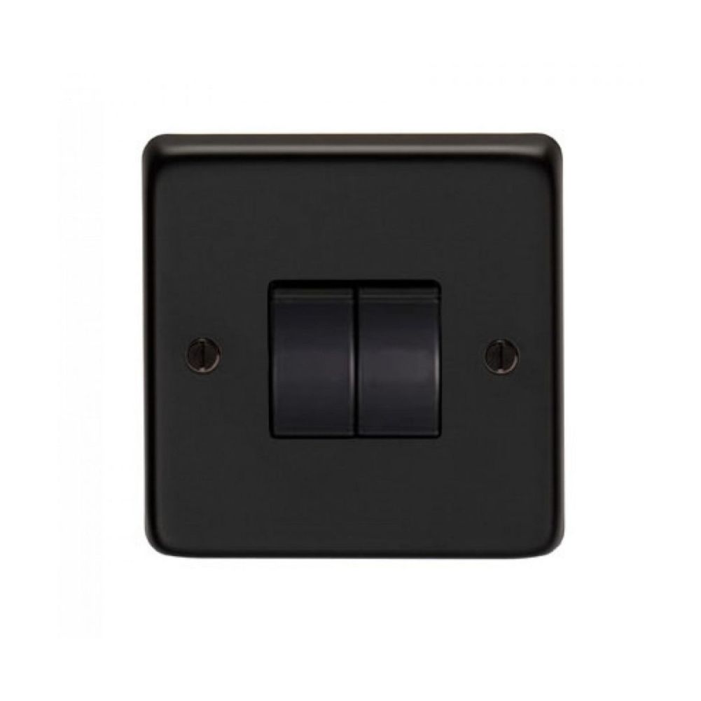 Sleek Modern Matte Black Ten Amp Double Light Switch